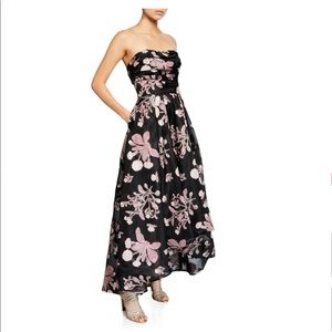 Marchesa Notte strapless floral embroidered dress